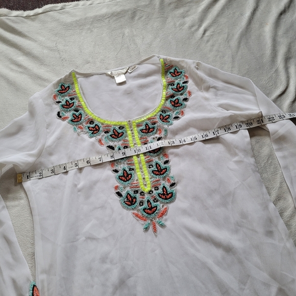 LUCKY & COCO Women's Sheer Beaded Cover Up - Picture 10 of 11